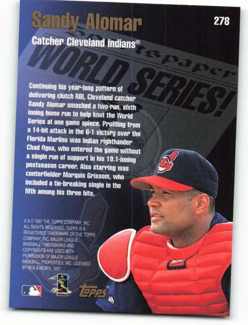 1998 Topps #278 Sandy Alomar Jr. NM-MT Cleveland Indians Baseball Card - Baseball Card Single
