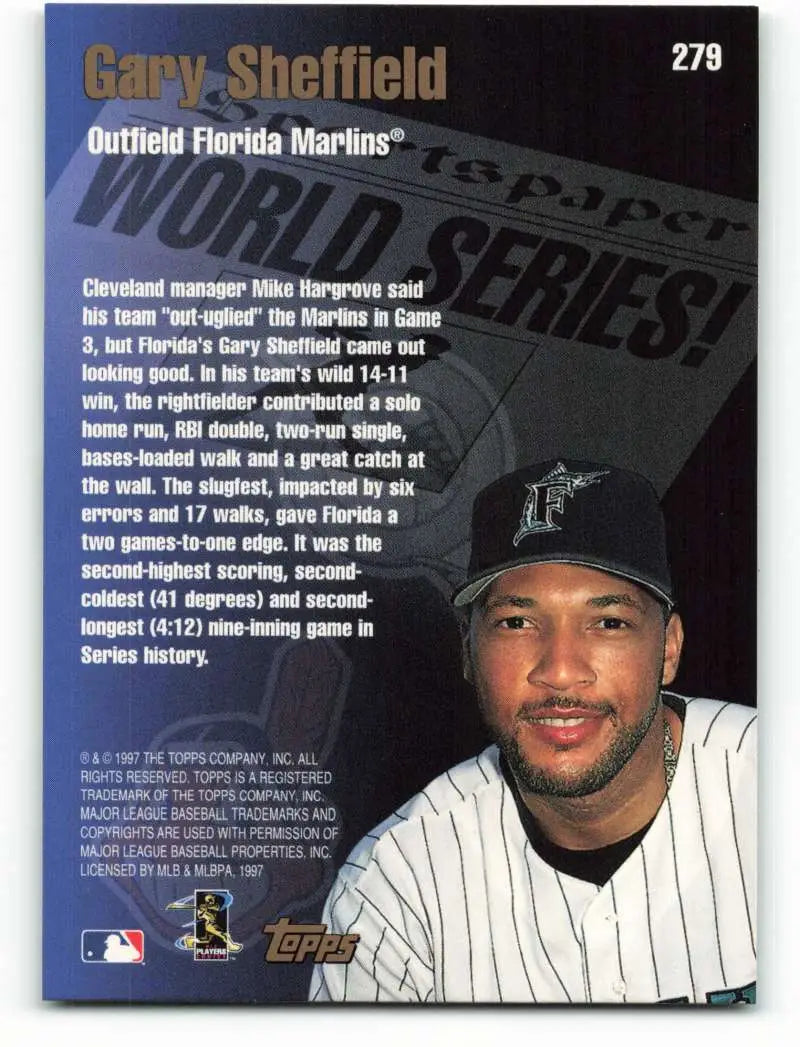 1998 Topps #279 Gary Sheffield NM-MT Florida Marlins Baseball Card - Baseball Card Single