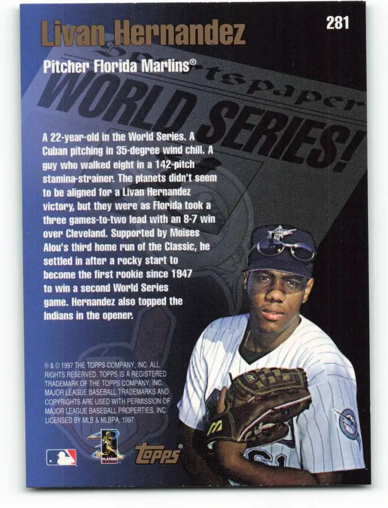 1998 Topps #281 Livan Hernandez NM-MT Florida Marlins Baseball Card - Baseball Card Single
