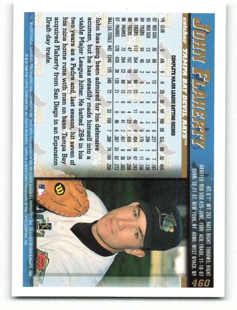 1998 Topps #460 John Flaherty NM-MT Tampa Bay Devil Rays Baseball Card - Baseball Card Single