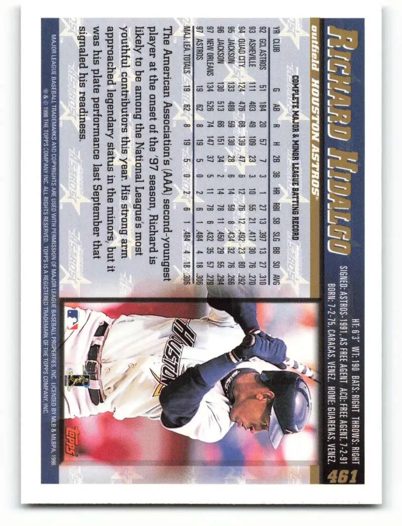 1998 Topps #461 Richard Hidalgo NM-MT Houston Astros Baseball Card - Baseball Card Single
