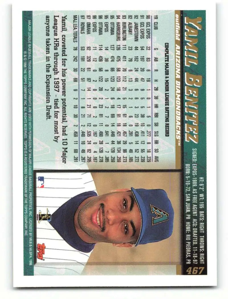 1998 Topps #467 Yamil Benitez NM-MT Arizona Diamondbacks Baseball Card - Baseball Card Single