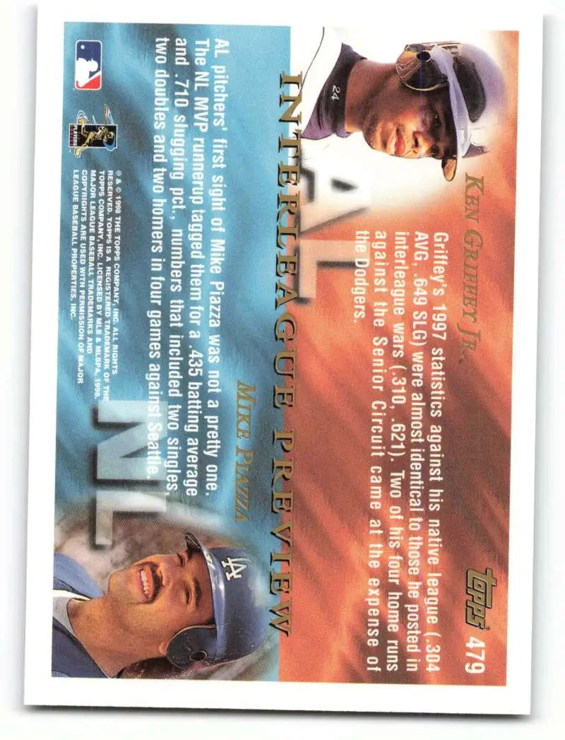 1998 Topps #479 Mike Piazza/Ken Griffey Jr. NM-MT Los Angeles Dodgers/Seattle Mariners Baseball Card - Baseball Card