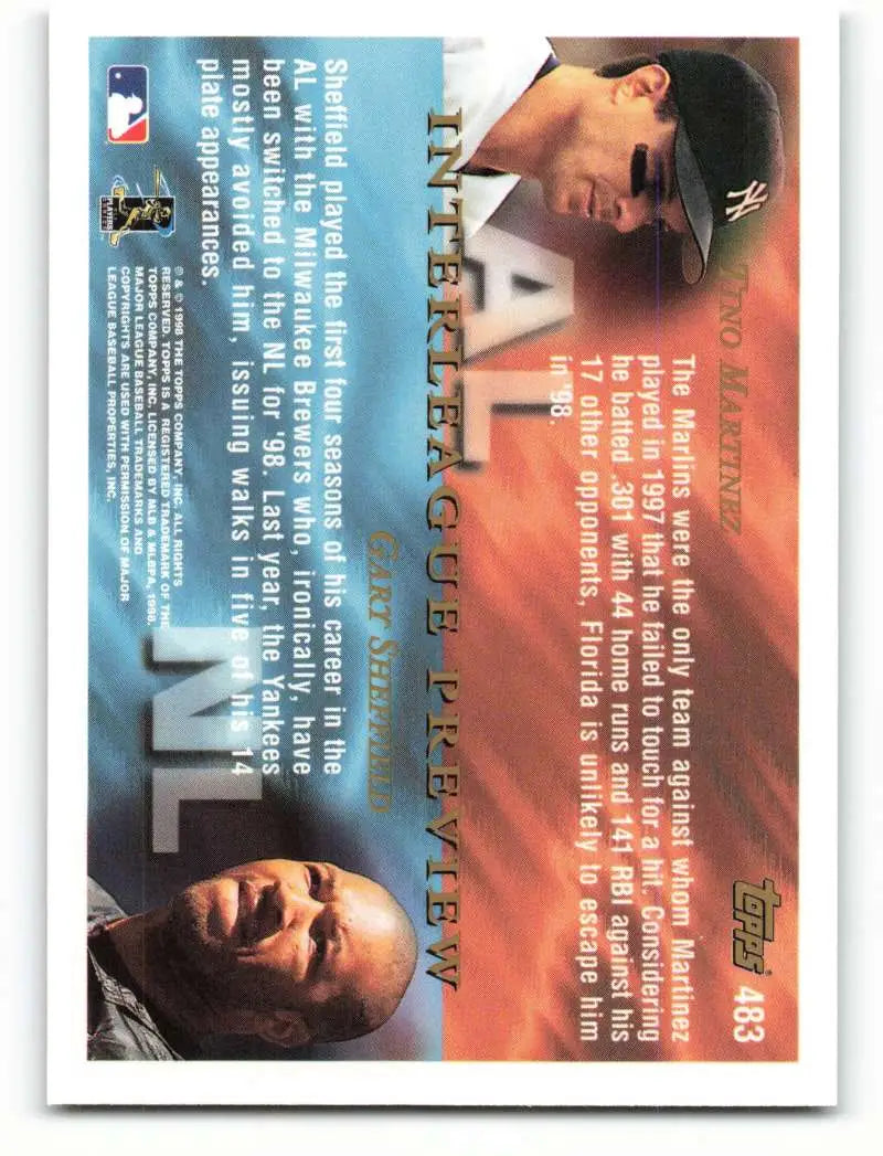 1998 Topps #483 Gary Sheffield/Tino Martinez NM-MT Florida Marlins/New York Yankees Baseball Card - Baseball Card Single