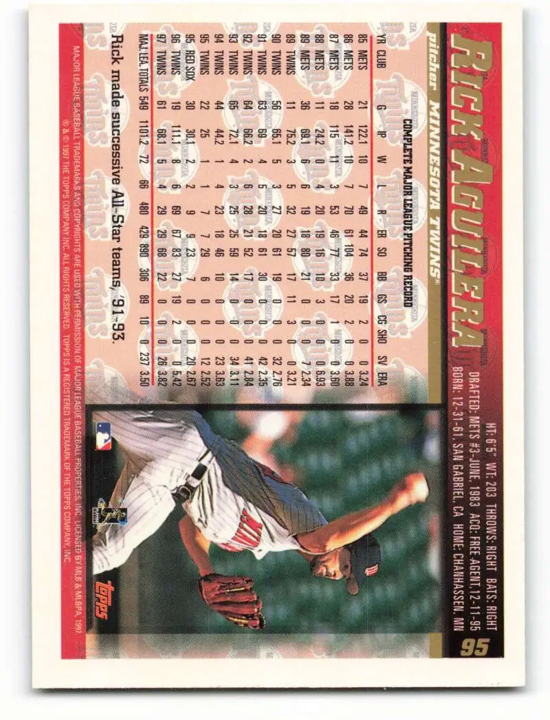 1998 Topps #95 Rick Aguilera NM-MT Minnesota Twins Baseball Card - Baseball Card Single