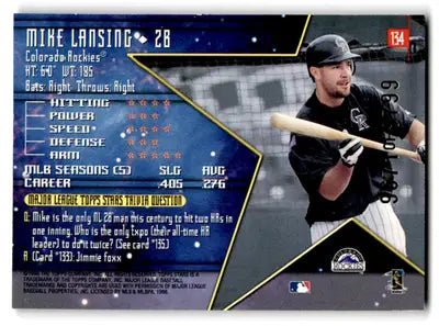 1998 Topps Stars Mike Lansing #134 Colorado Rockies - Baseball Card Single
