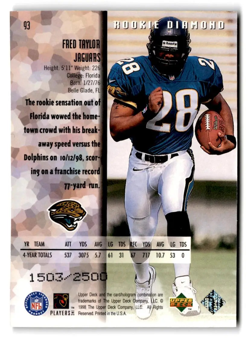 1998 Upper Deck Black Diamond Rookie Edition #93 Fred Taylor Double #/2500 - Football Card Single