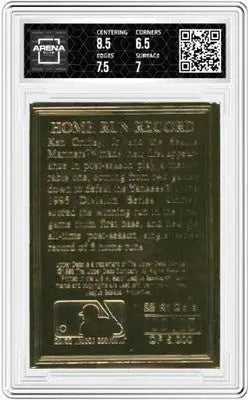 Graded Upper Deck Ken Griffey Jr baseball card with Arena Sports grading label featuring NNO HR record