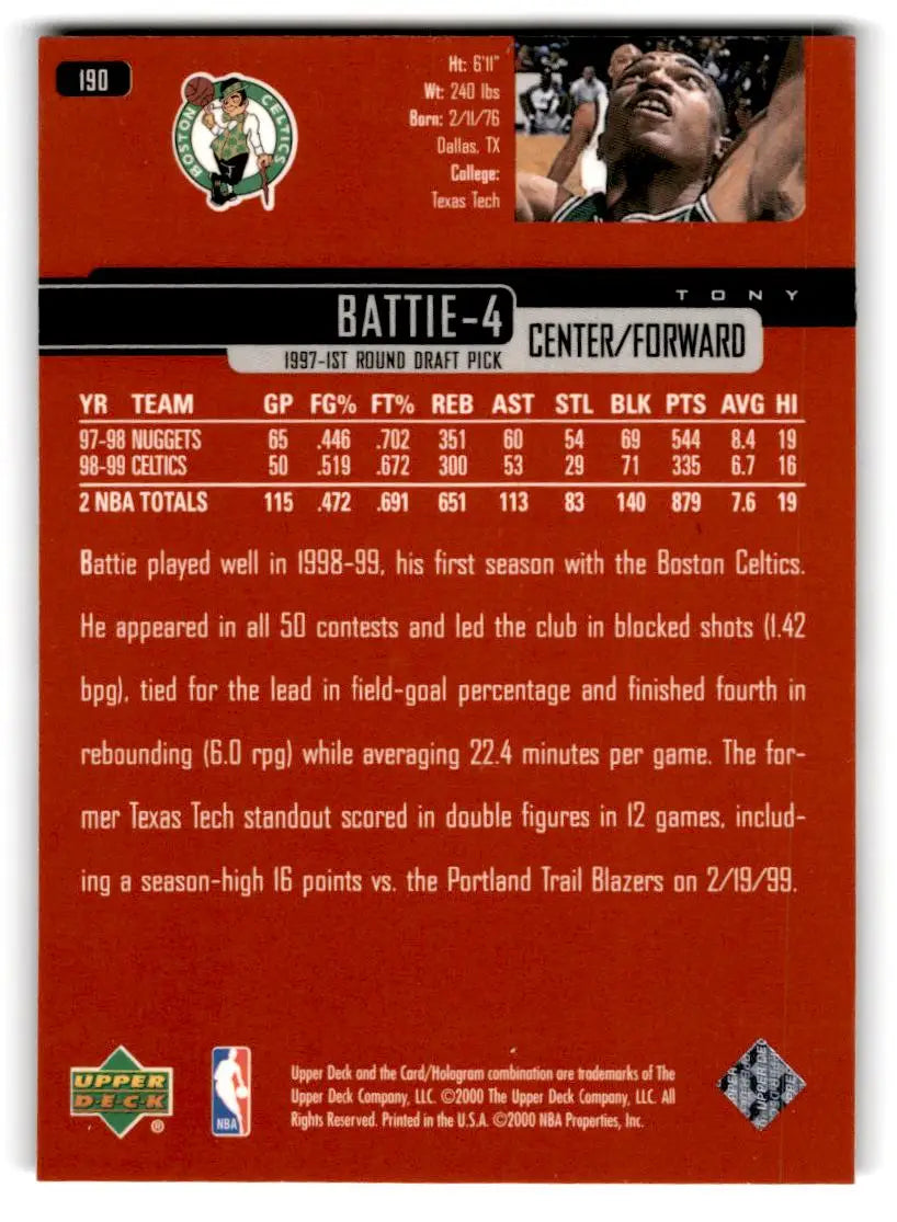 1999-00 Upper Deck #190 Tony Battie - Basketball Card Single