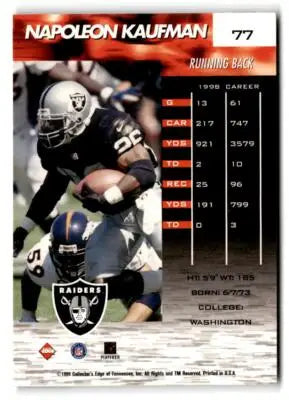 1999 Collector’s Edge Fury #77 Napoleon Kaufman - Football Card Single