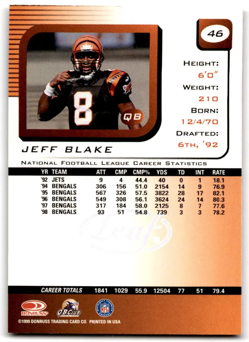1999 Donruss Leaf Rookies & Stars Jeff Blake Cincinnati Bengals #46 - Football Card Single