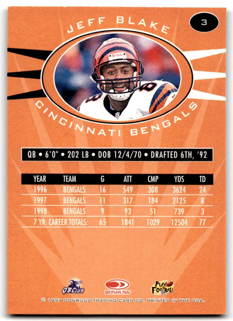 1999 Donruss Preferred QBC Jeff Blake Cincinnati Bengals #3 - Football Card Single
