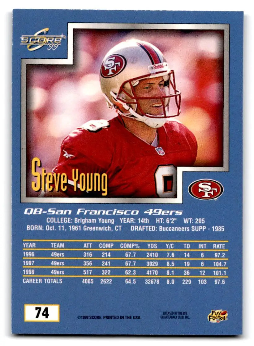 1999 Score #74 Steve Young - Football Card Single