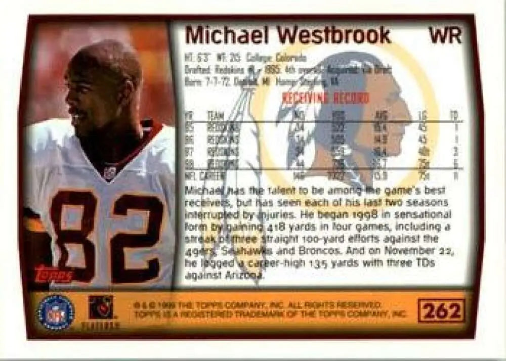 1999 Topps #262 Michael Westbrook EX Excellent Washington Redskins Football Card - Football Card Single