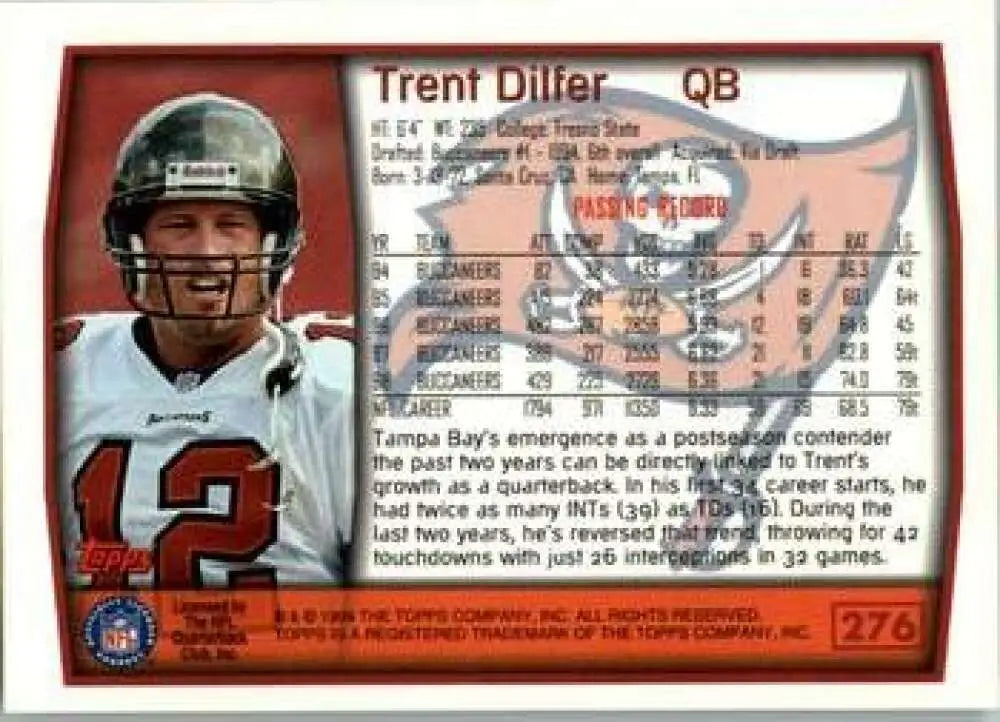 1999 Topps #276 Trent Dilfer EX Excellent Tampa Bay Buccaneers Football Card - Football Card Single