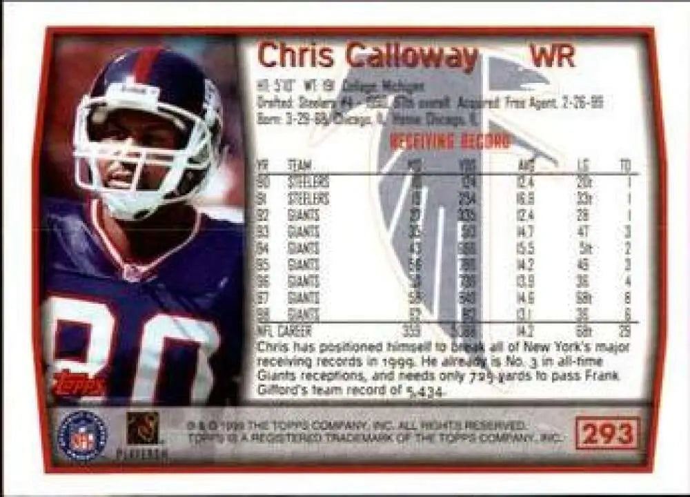 1999 Topps #293 Chris Calloway EX Excellent Atlanta Falcons Football Card - Football Card Single