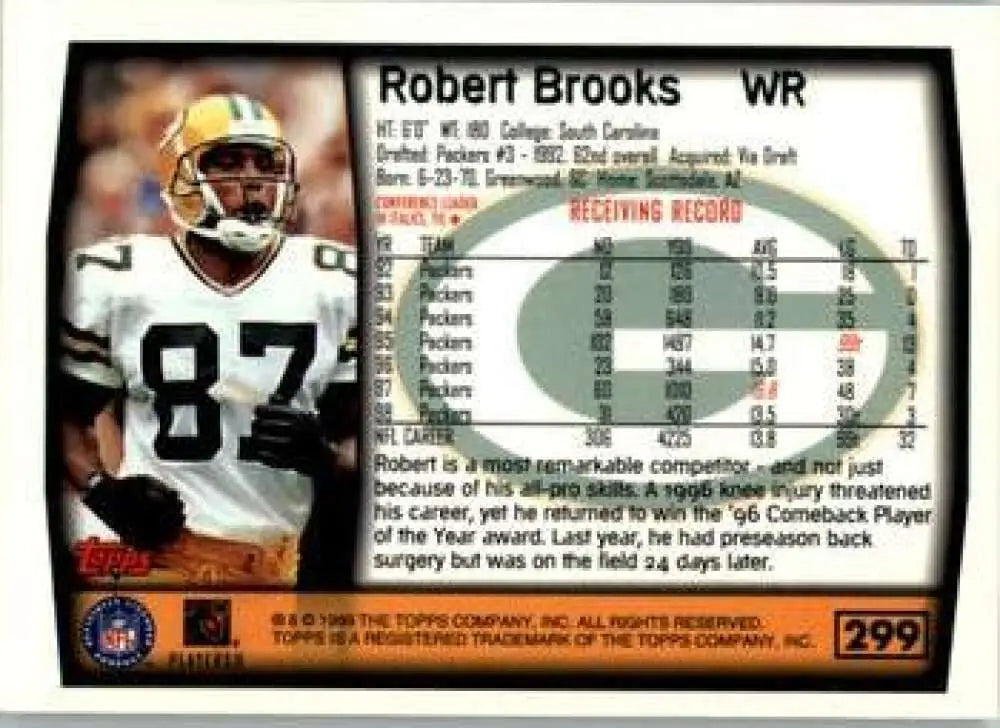 1999 Topps #299 Robert Brooks EX Excellent Green Bay Packers Football Card - Football Card Single