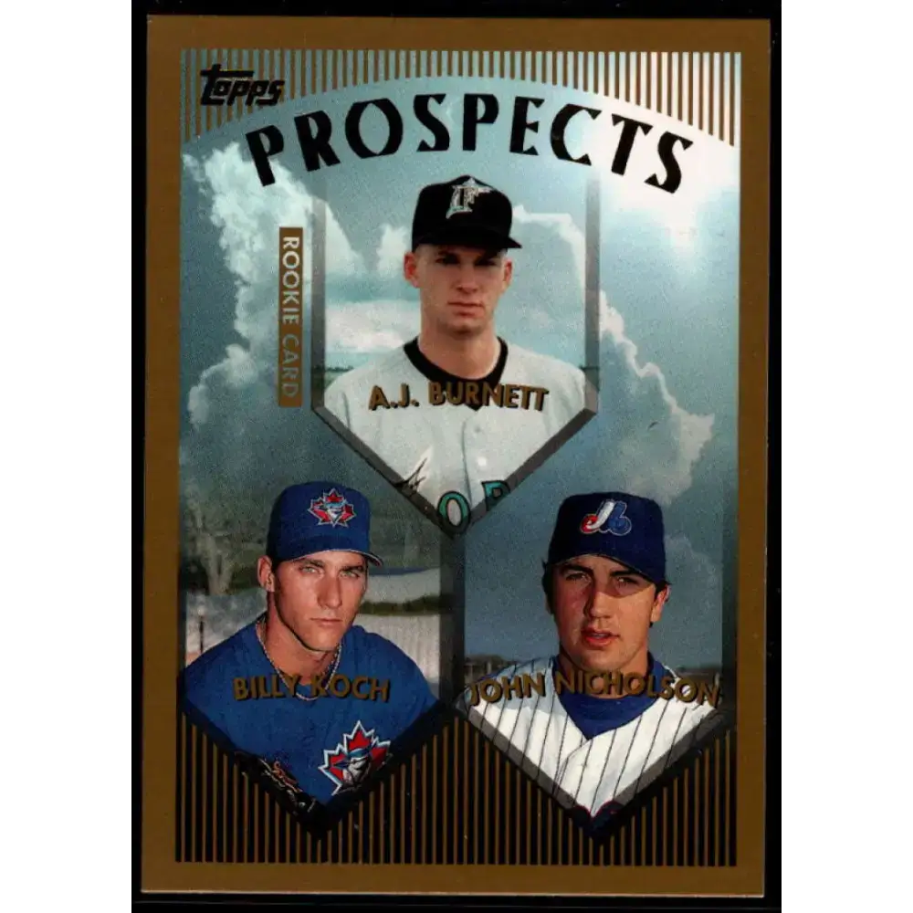 1999 Topps #437 A.J. Burnett/Billy Koch/John Nicholson NM-MT RC Rookie Florida Marlins/Toronto Blue Jays/Montreal Expos