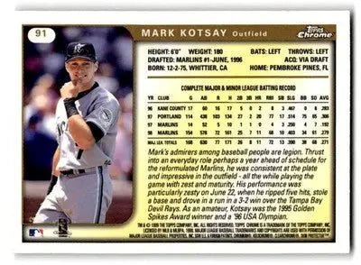 1999 Topps #91 Mark Kotsay - Baseball Card Single