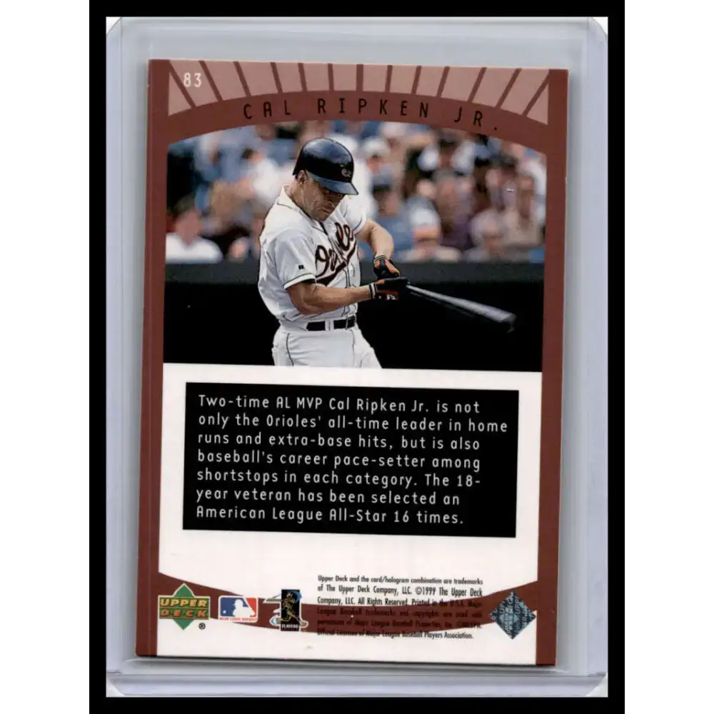 1999 Upper Deck Ovation #83 Cal Ripken Jr. NM-MT Baltimore Orioles Baseball Card - Baseball Card Single