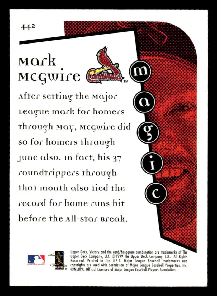 1999 Upper Deck Victory #442 Mark McGwire - Baseball Card Single