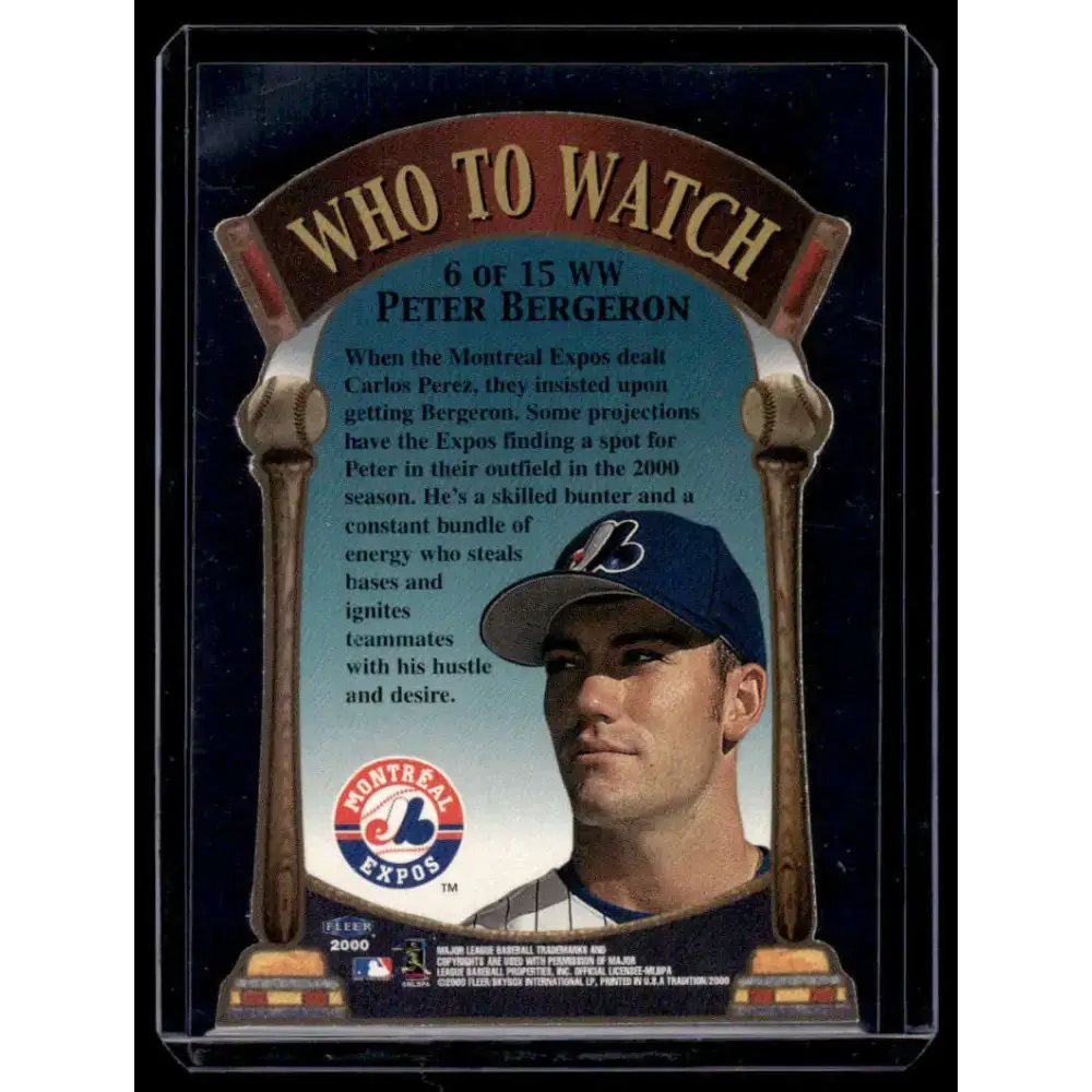 2000 Fleer Tradition #6WW Peter Bergeron Montreal Expos NM-MT Baseball Card - Baseball Card Single