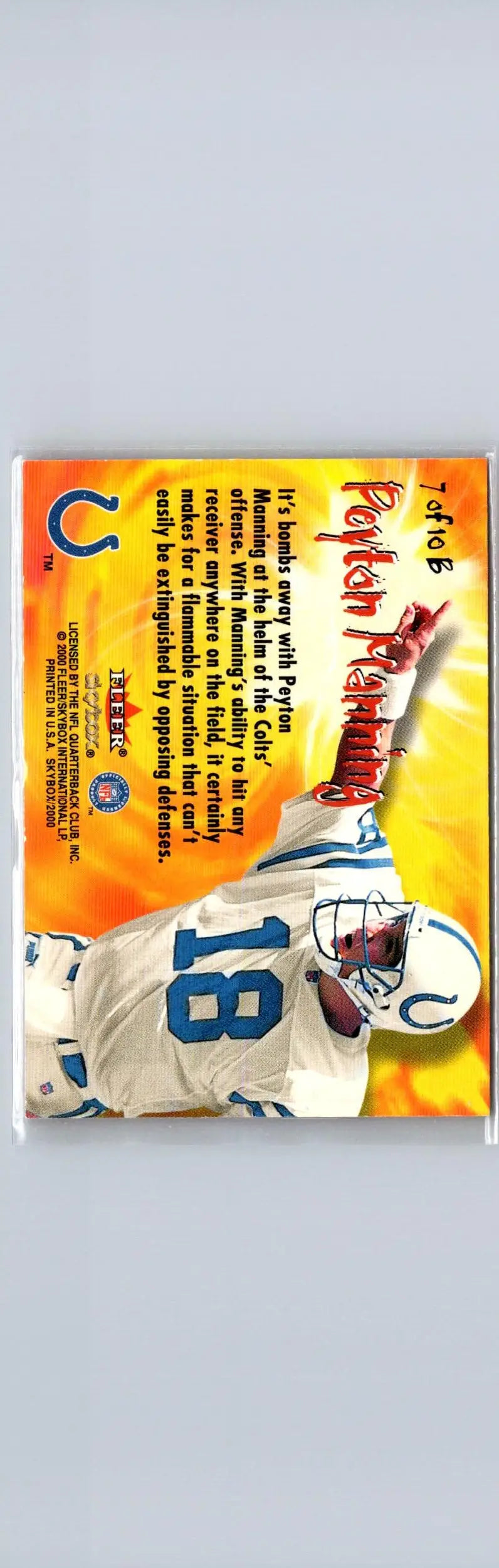 2000 SkyBox #7 B Peyton Manning The Bomb - Football Card Single