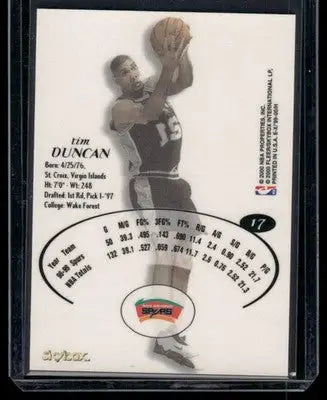 2000 SkyBox E-X Century Tim Duncan #17 Basketball - Basketball Card Single