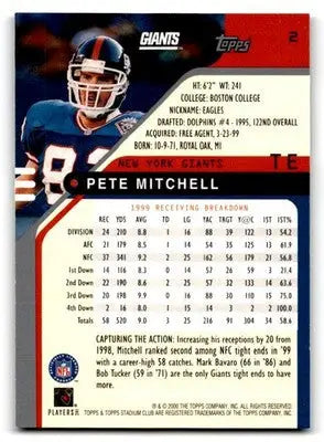 2000 Stadium Club #2 Pete Mitchell - Football Card Single