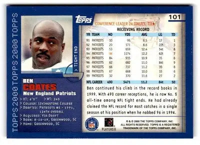 2000 Topps #101 Ben Coates - Football Card Single