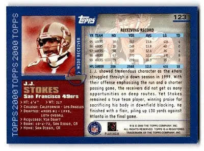 2000 Topps #123 J.J. Stokes - Football Card Single