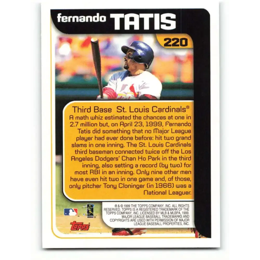 2000 Topps #220 Fernando Tatis EX Excellent St. Louis Cardinals Baseball Card - Baseball Card Single