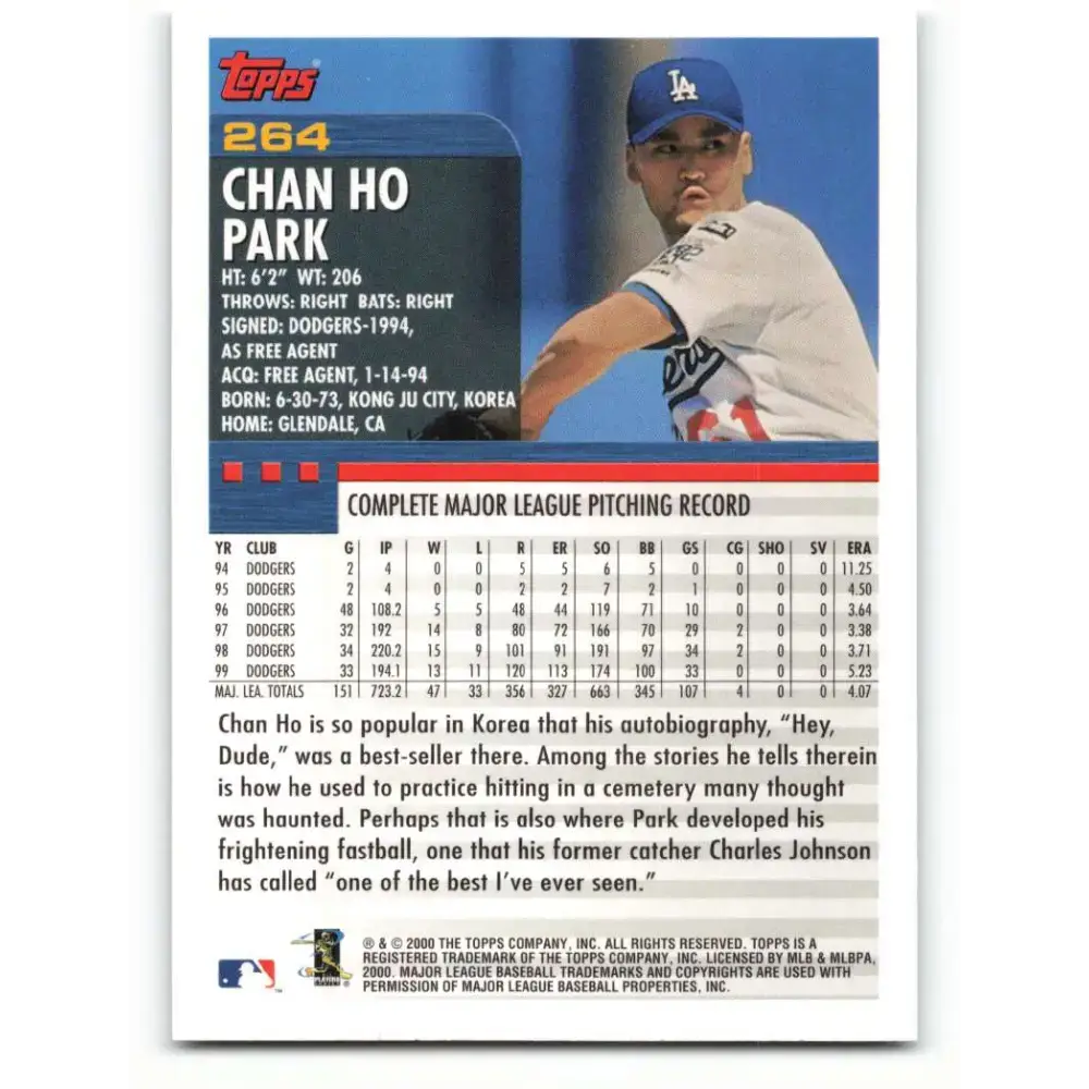 2000 Topps #264 Chan Ho Park EX Excellent Los Angeles Dodgers Baseball Card - Baseball Card Single
