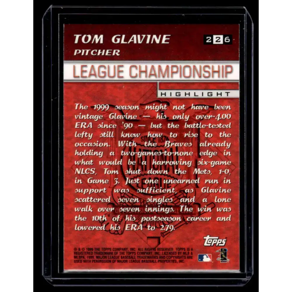2000 Topps Chrome #226 Tom Glavine Atlanta Braves NM-MT Baseball Card - Baseball Card Single