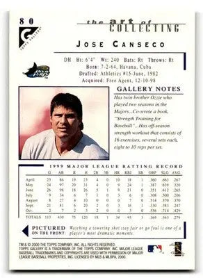 2000 Topps Gallery #80 Jose Canseco - Baseball Card Single