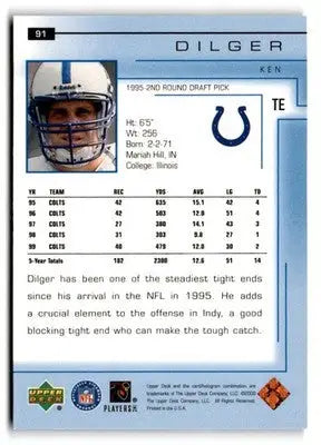2000 Upper Deck #91 Ken Dilger - Football Card Single