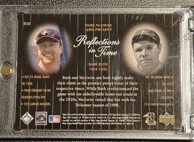 2000 Upper Deck Legends #R10 Mark McGwire / Babe Ruth Reflections in Time - Baseball Card Single