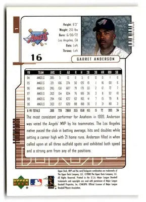 2000 Upper Deck MVP #1 Garret Anderson - Baseball Card Single