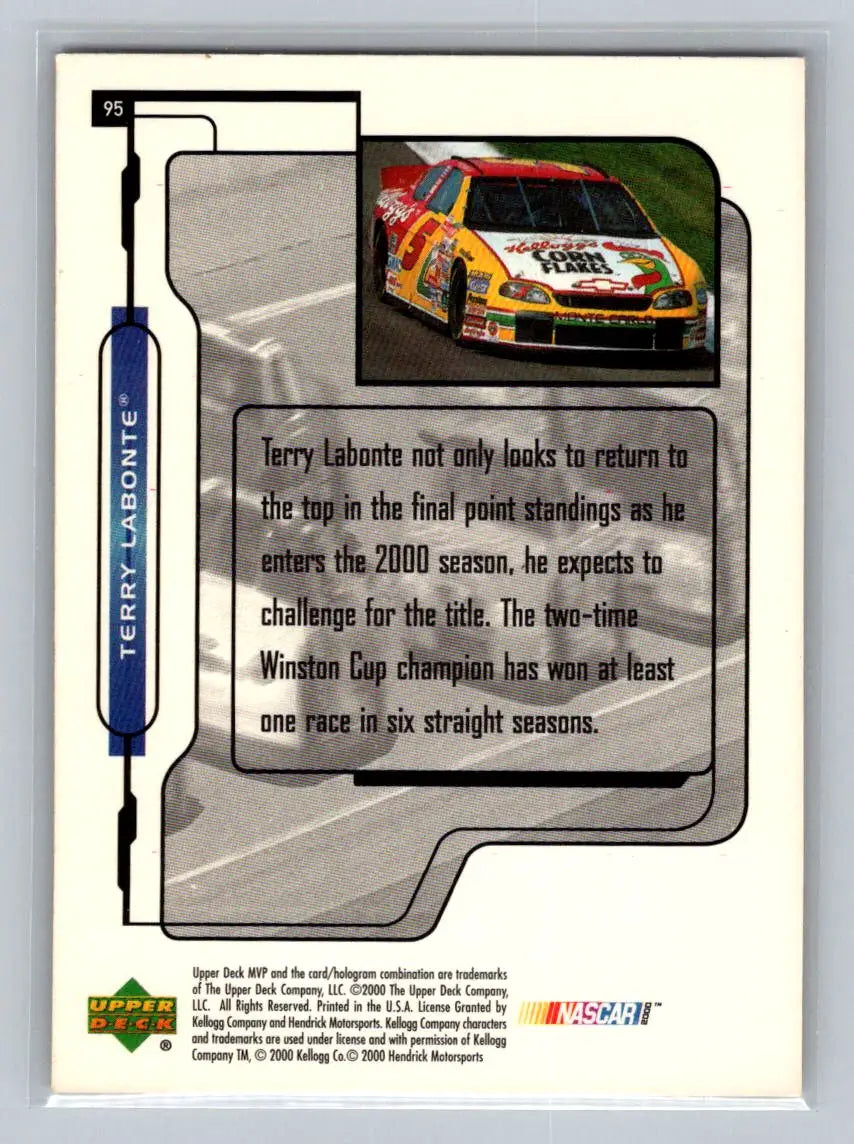 2000 Upper Deck MVP #95 Terry Labonte Hendrick Motorsports - Racing Card Single