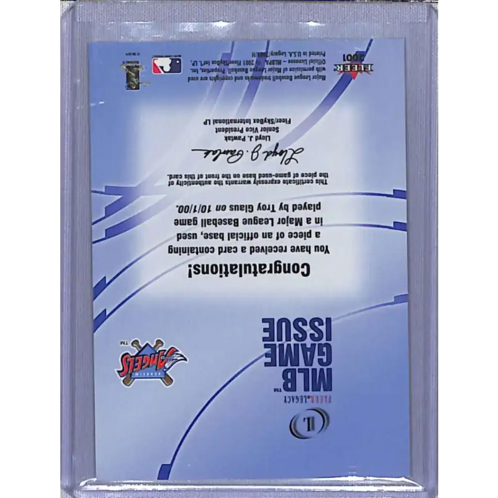 2001 Fleer Legacy #NNO Troy Glaus Anaheim Angels NM-MT Baseball Card - Baseball Card Single