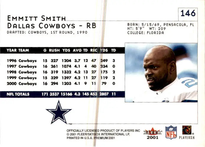 2001 Fleer Premium #146 Emmitt Smith - Football Card Single