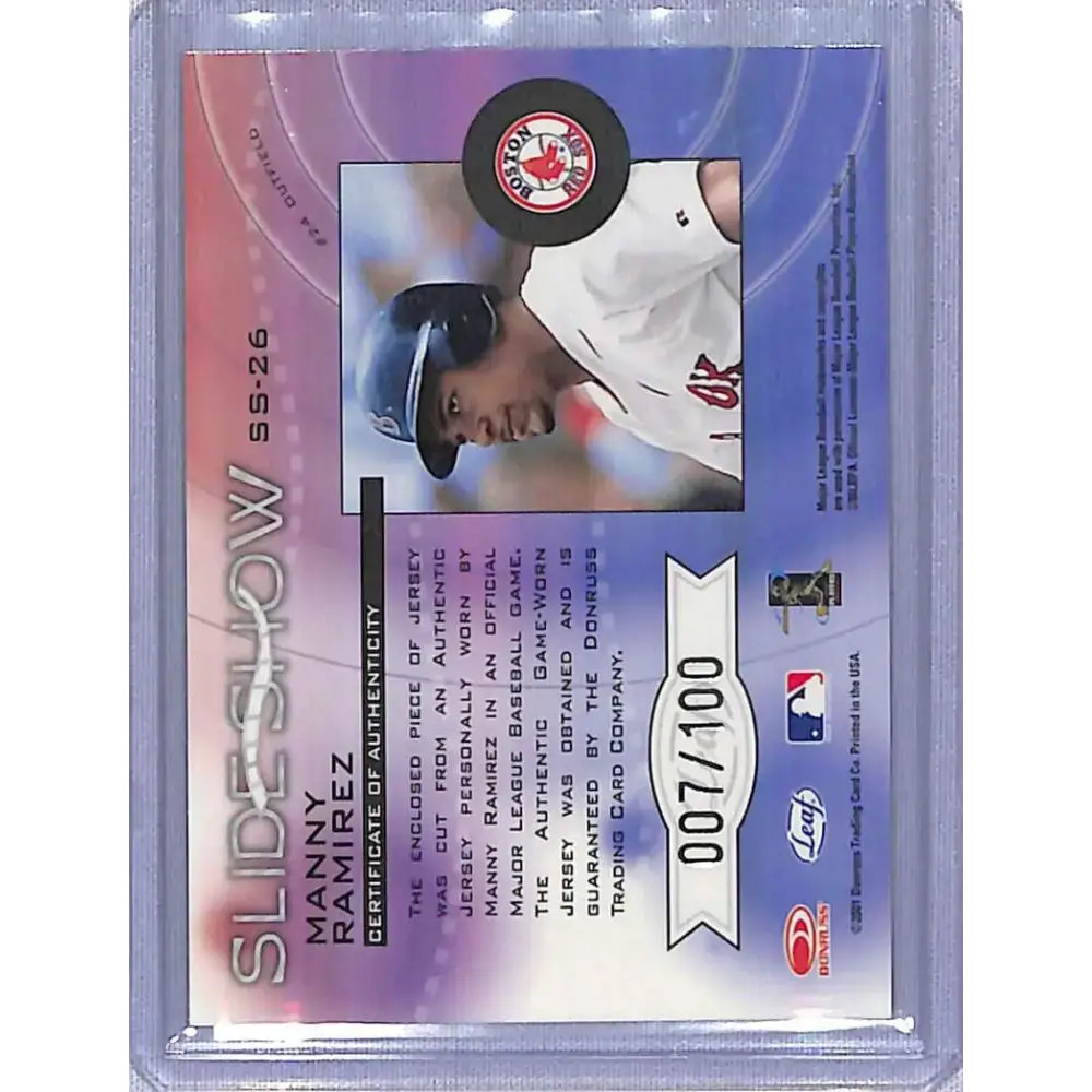 2001 Leaf Rookies & Stars #SS-26 Manny Ramirez Slideshow #/100 NM-MT Baseball Card - Baseball Card Single