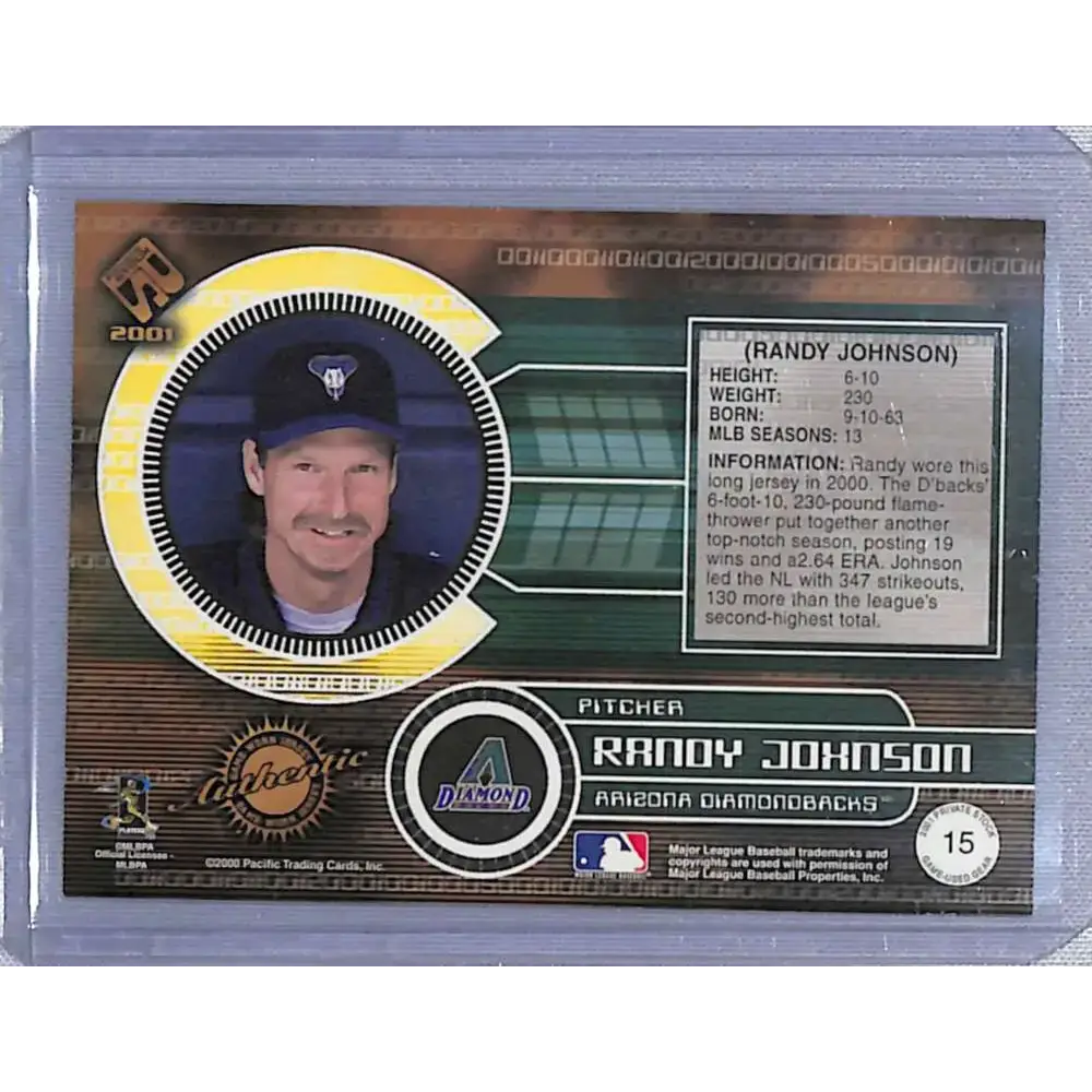 2001 Pacific Private Stock #15 Randy Johnson Arizona Diamondbacks NM-MT Baseball Card - Baseball Card Single