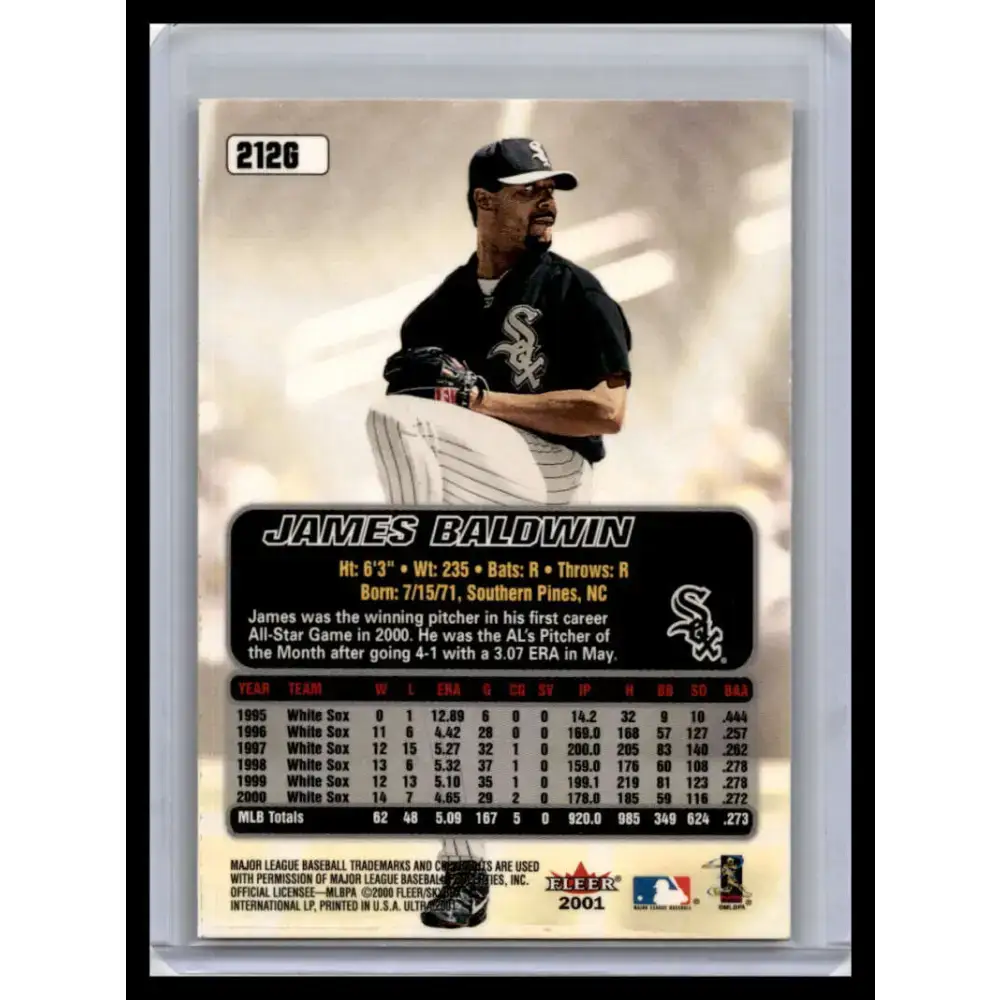 2001 Ultra #212G James Baldwin NM-MT Chicago White Sox Baseball Card - Baseball Card Single