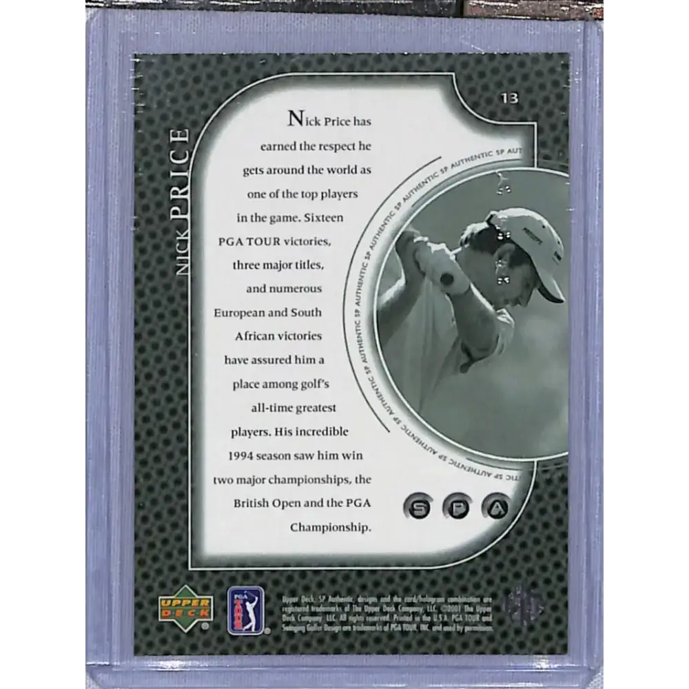 2001 Upper Deck SP Authentic Preview #13 Nick Price NM-MT Golf Card - Other