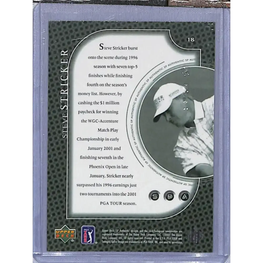 2001 Upper Deck SP Authentic Preview #18 Steve Stricker NM-MT Golf Card - Other