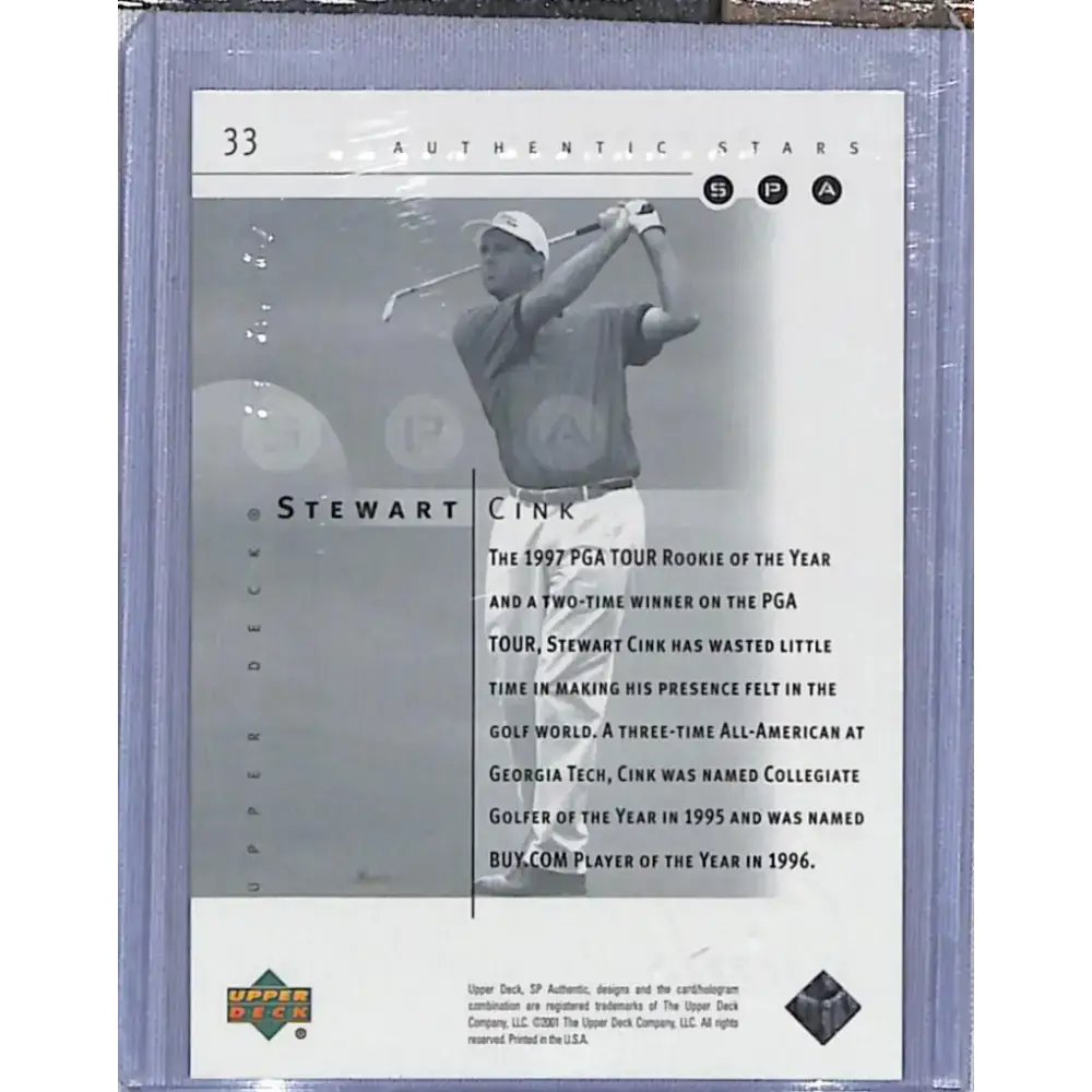 2001 Upper Deck SP Authentic Preview #33 Stewart Cink NM-MT Golf Card - Other