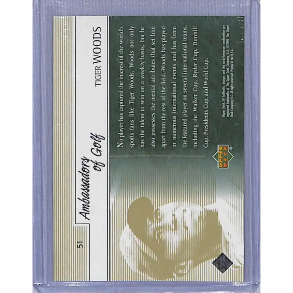 2001 Upper Deck SP Authentic Preview #51 Tiger Woods NM-MT Golf Card - Other