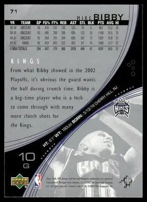 2002-03 Upper Deck Mike Bibby #71 Basketball - Basketball Card Single