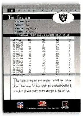 2002 Donruss #139 Tim Brown - Football Card Single